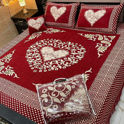 4 pice Velvet Jucqard Bedsheets