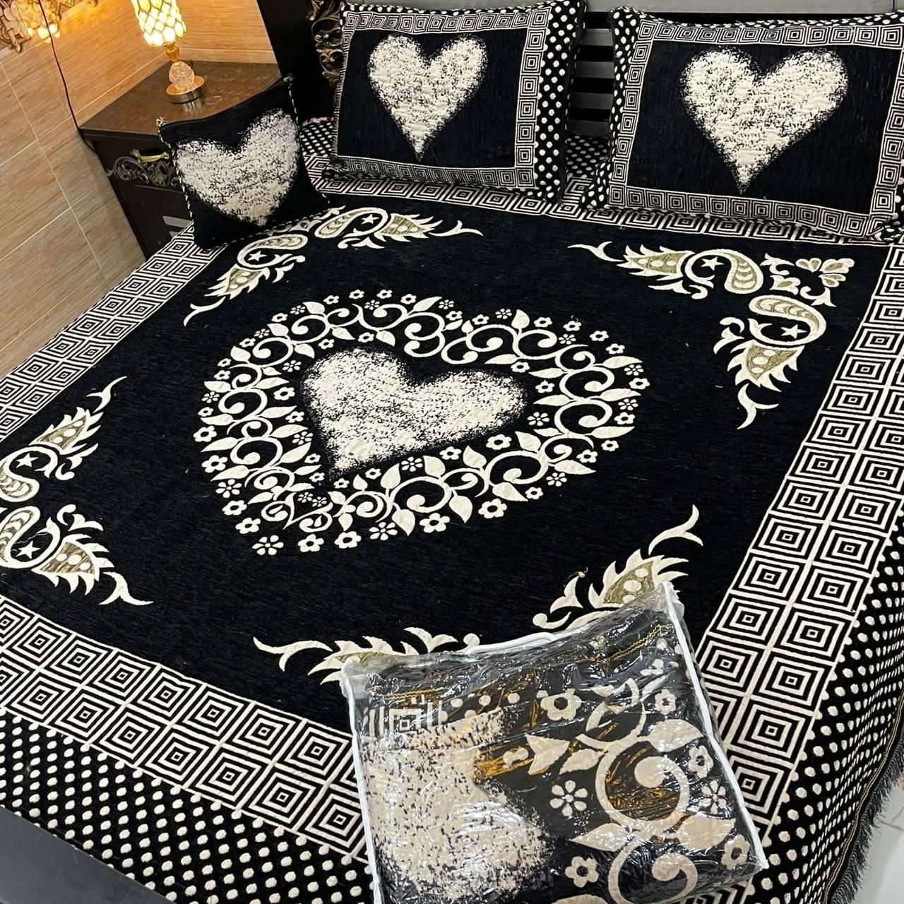 4 pice Velvet Jacquard Bedsheets | Bedsure.pk