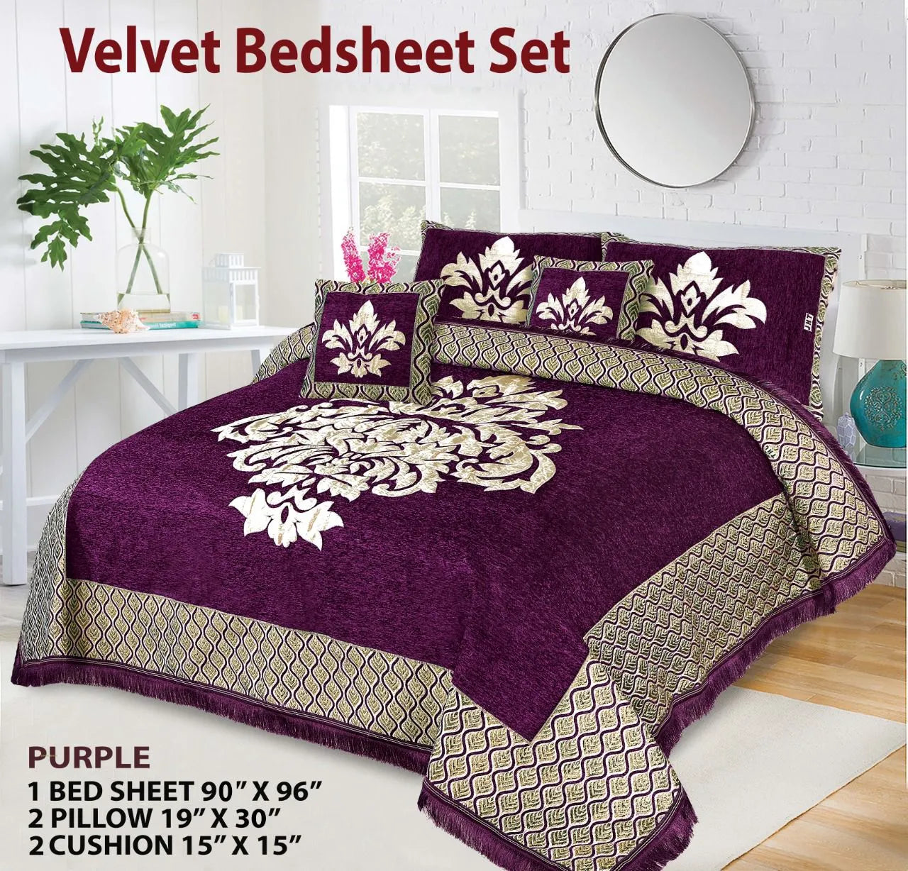 5 Piece Velvet Bedsheet