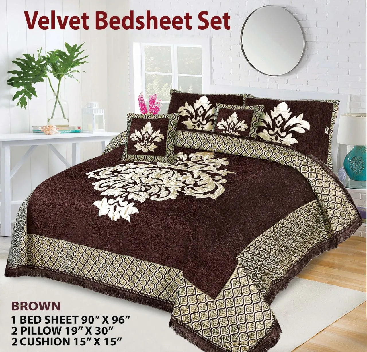 5 Piece Velvet Bedsheet