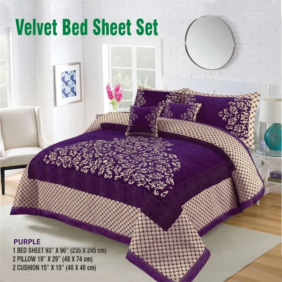 5 Piece Velvet Bedsheet