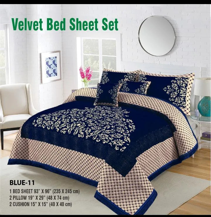 5 Piece Velvet Bedsheet