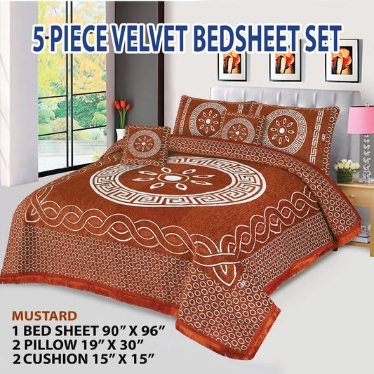 5 Piece Velvet Bedsheet