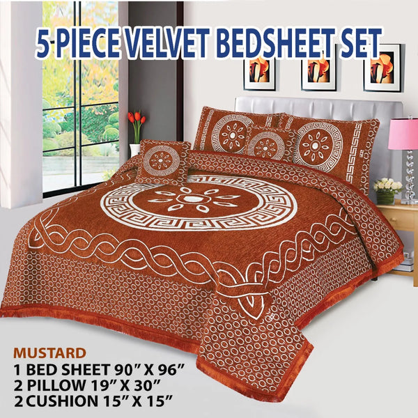 5 Piece Velvet Bedsheet