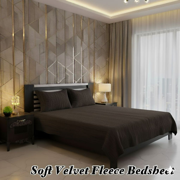 Luxury Soft Velvet Fleece Bedsheet – Deep Brown Elegance | Bedsure.pk