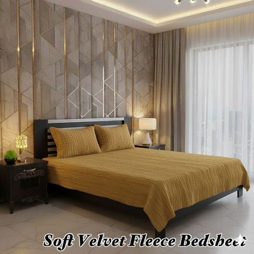 Luxury Soft Velvet Fleece Bedsheet – Deep Camel Elegance | Bedsure.pk