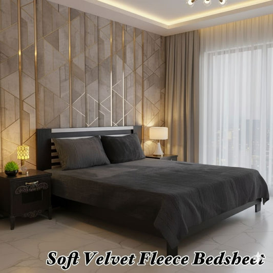 Luxury Soft Velvet Fleece Bedsheet – Dark Grey Elegance | Bedsure.pk