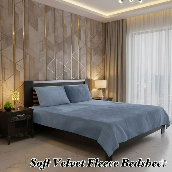 Luxury Soft Velvet Fleece Bedsheet – Deep Sky Elegance | Bedsure.pk