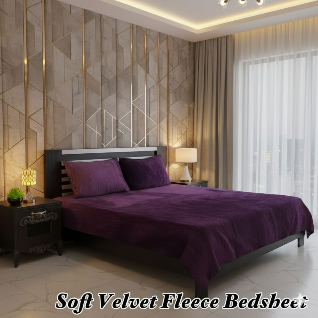 Luxury Soft Velvet Fleece Bedsheet – Deep Purple Elegance | Bedsure.pk