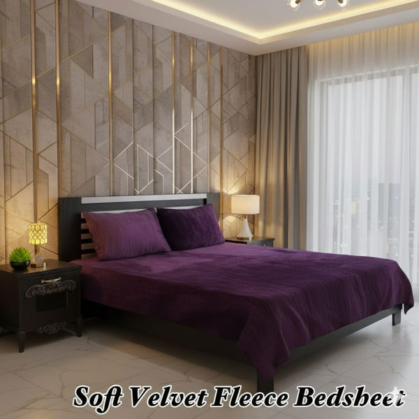 Luxury Soft Velvet Fleece Bedsheet – Deep Purple Elegance | Bedsure.pk