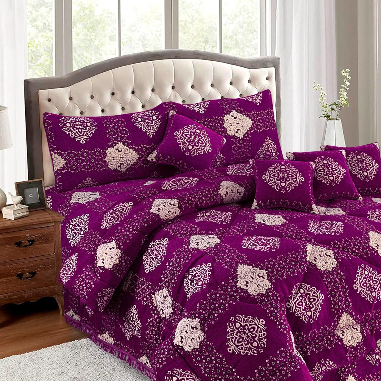 Bedsure Fancy Bridal Velvet Jacquard 10PC King Bedding Set
