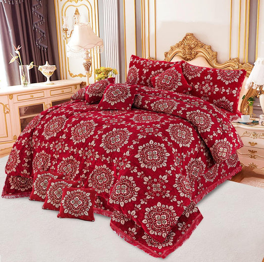Bedsure Fancy Bridal Velvet Jacquard 10PC King Bedding Set
