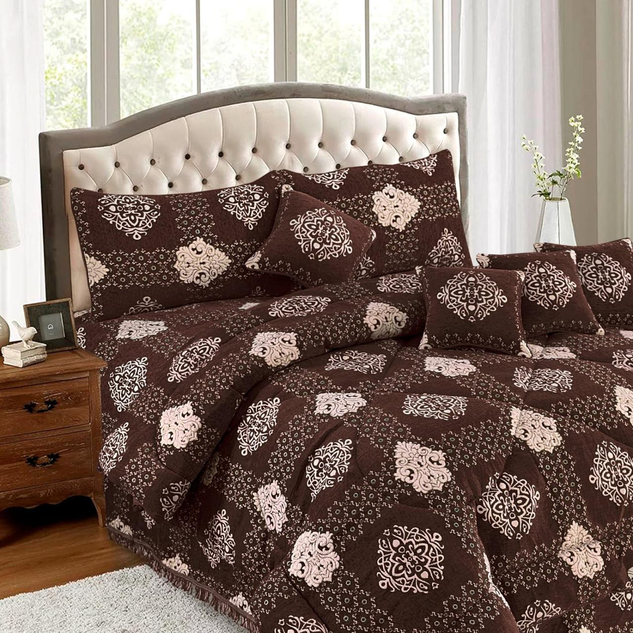 Bedsure Fancy Bridal Velvet Jacquard 10PC King Bedding Set