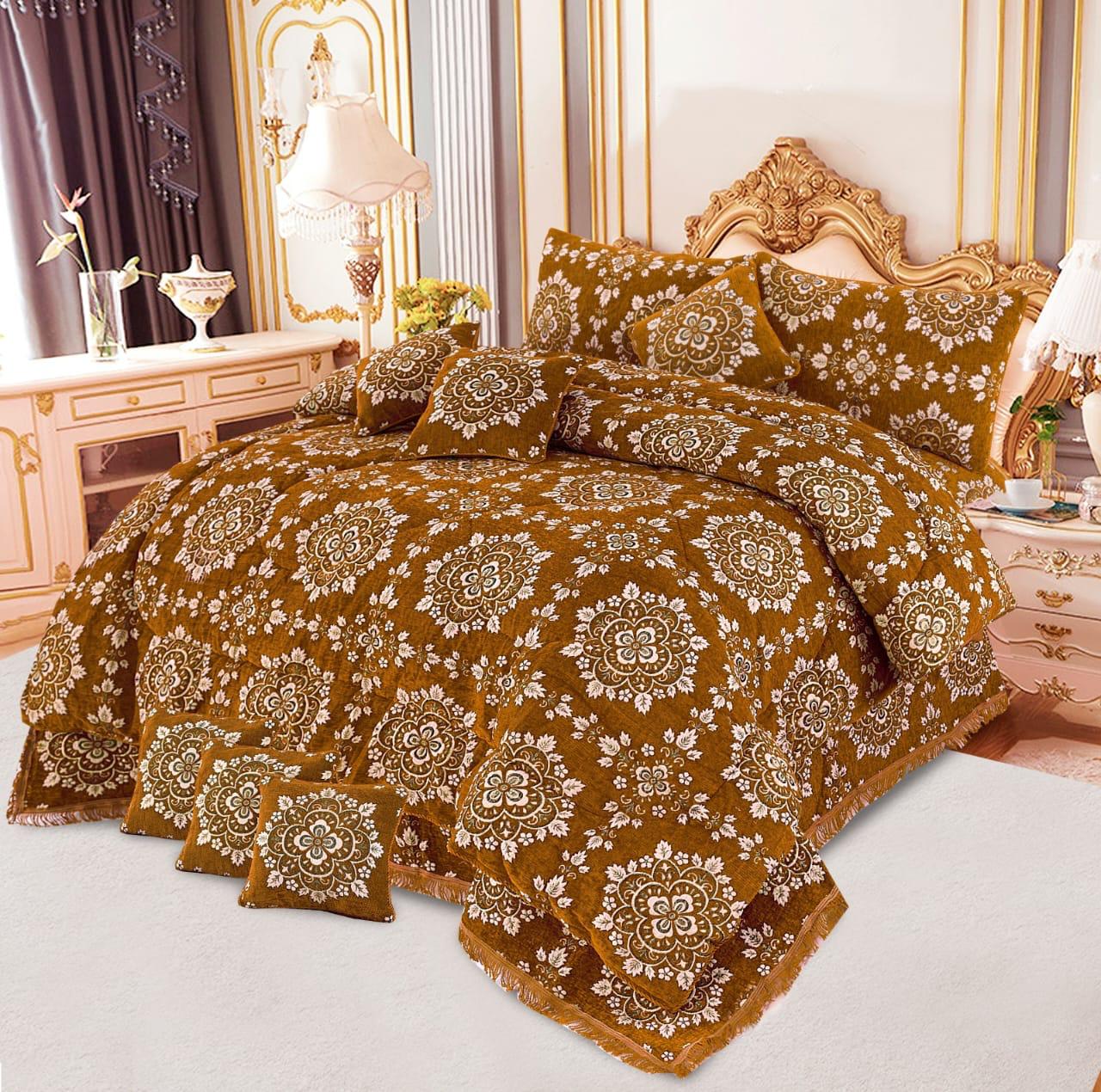 Bedsure Fancy Bridal Velvet Jacquard 10PC King Bedding Set