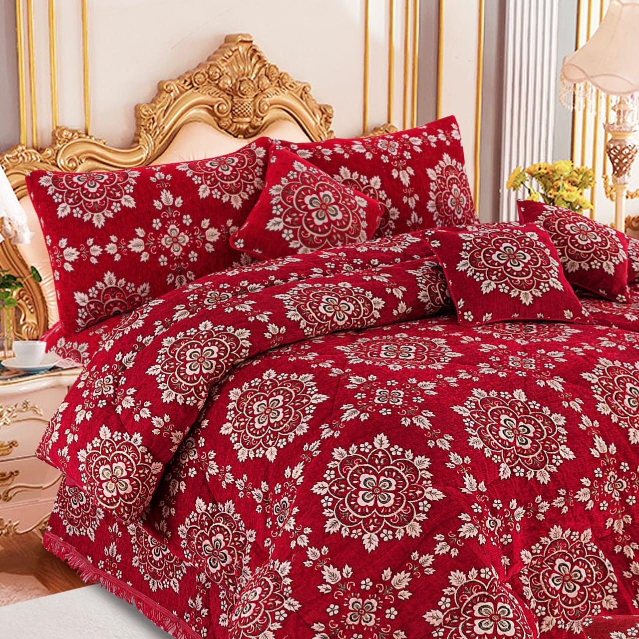 Bedsure Fancy Bridal Velvet Jacquard 10PC King Bedding Set
