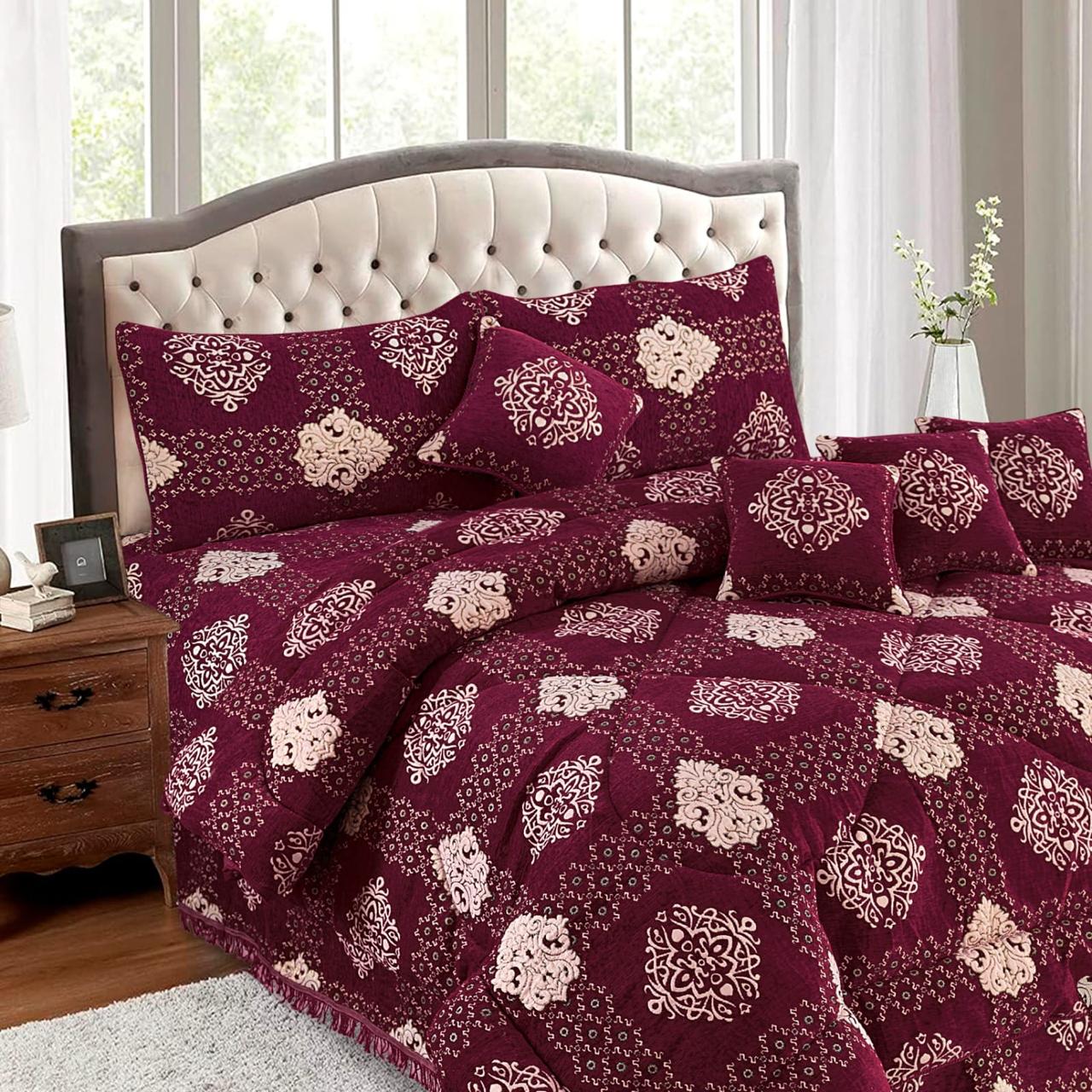 Bedsure Fancy Bridal Velvet Jacquard 10PC King Bedding Set