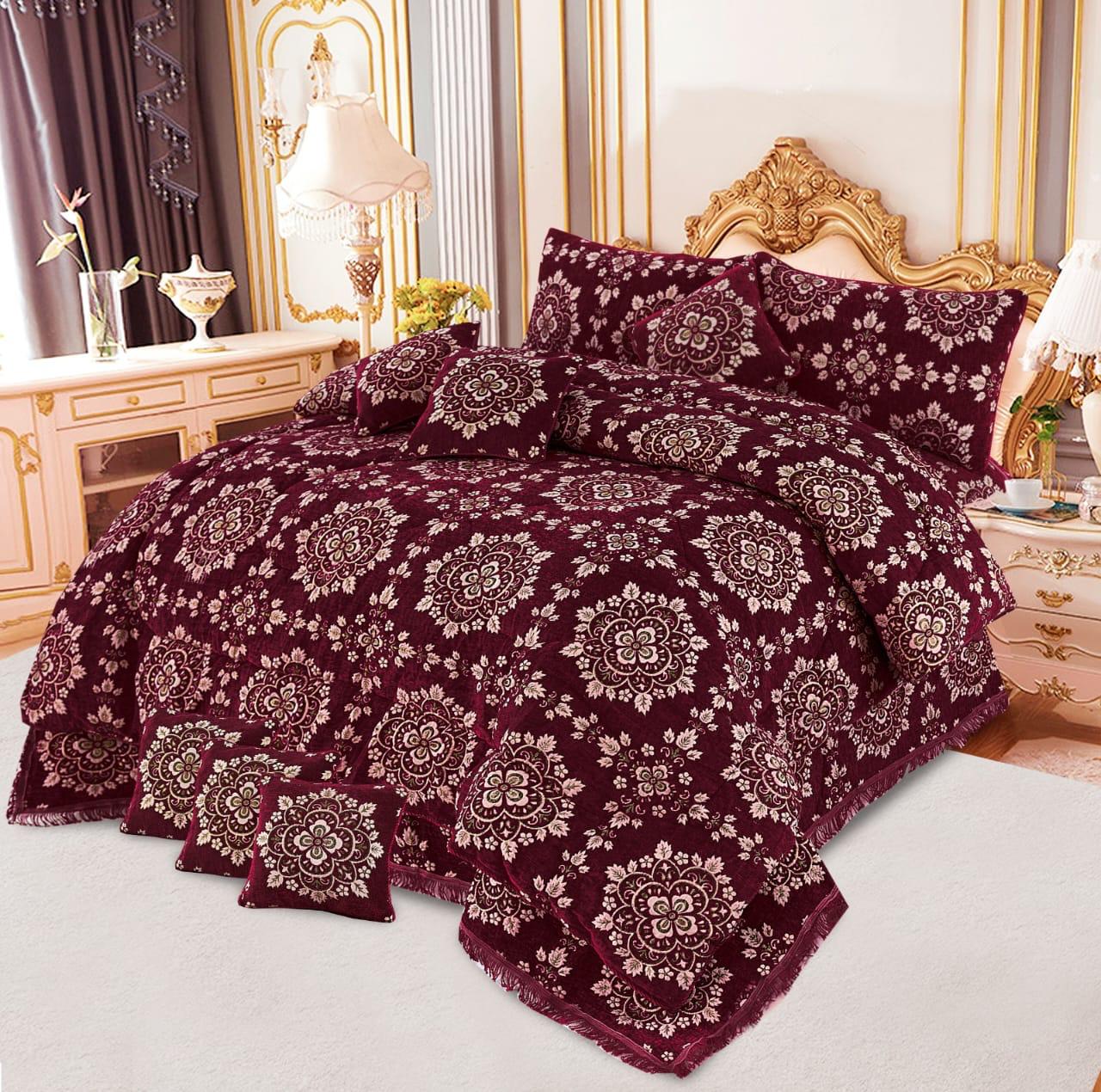 Bedsure Fancy Bridal Velvet Jacquard 10PC King Bedding Set