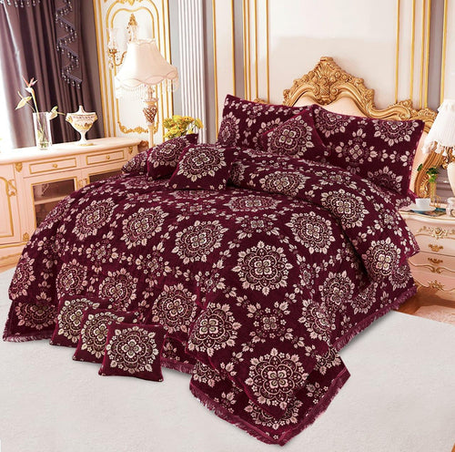 Bedsure Fancy Bridal Velvet Jacquard 10PC King Bedding Set