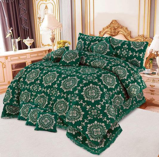Bedsure Fancy Bridal Velvet Jacquard 10PC King Bedding Set