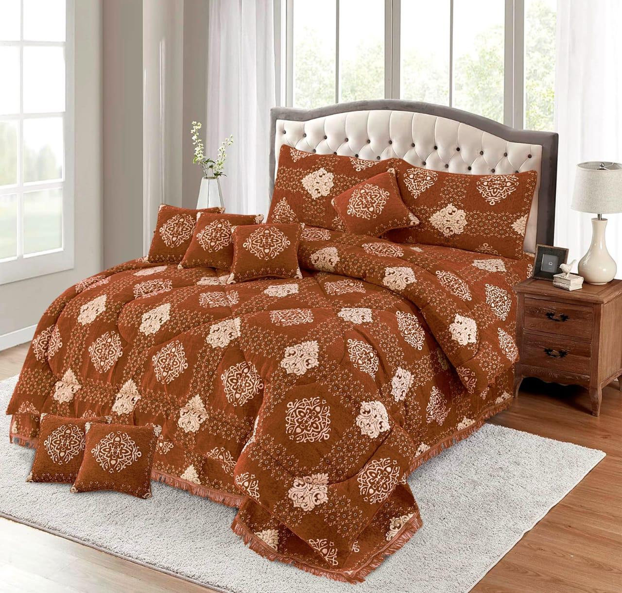 Bedsure Fancy Bridal Velvet Jacquard 10PC King Bedding Set