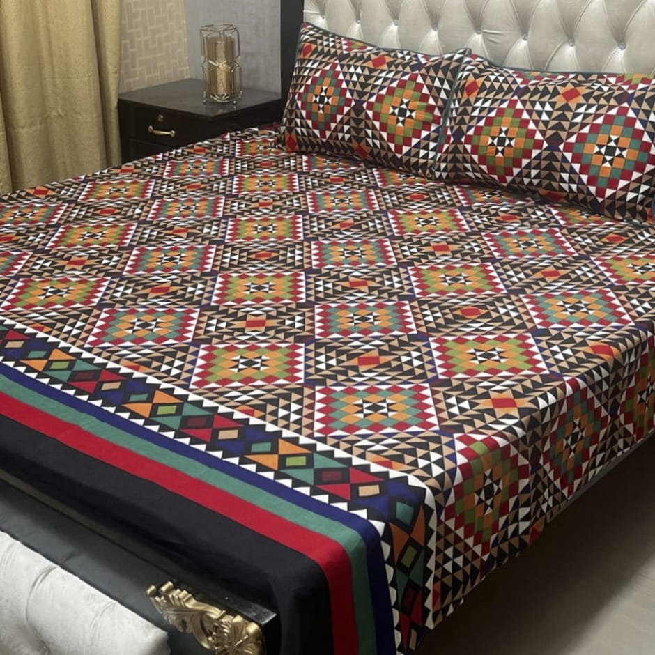 Luxury Cotton King Size Bedsheet – 3 Piece Set