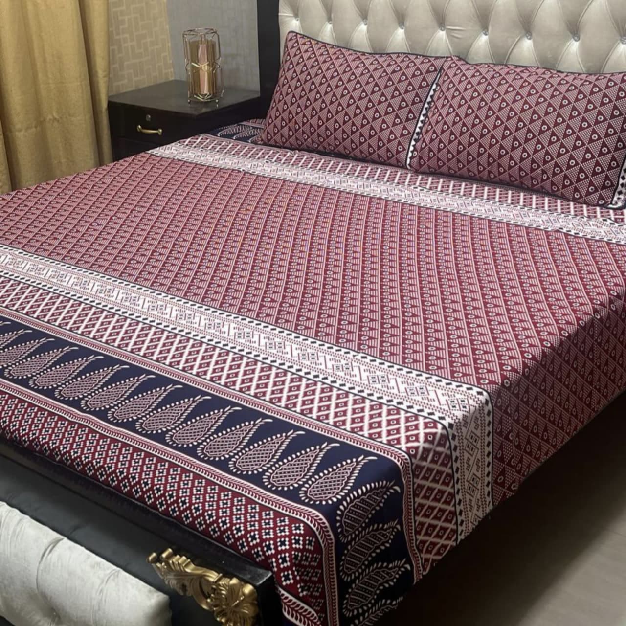 Luxury Cotton King Size Bedsheet – 3 Piece Set