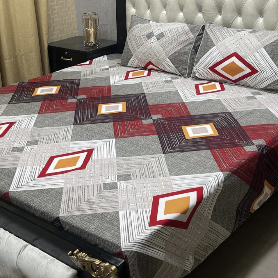 Luxury Cotton King Size Bedsheet – 3 Piece Set