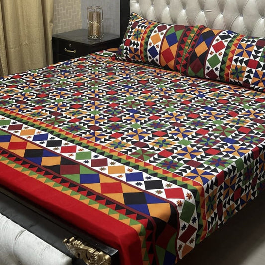 Luxury Cotton King Size Bedsheet – 3 Piece Set