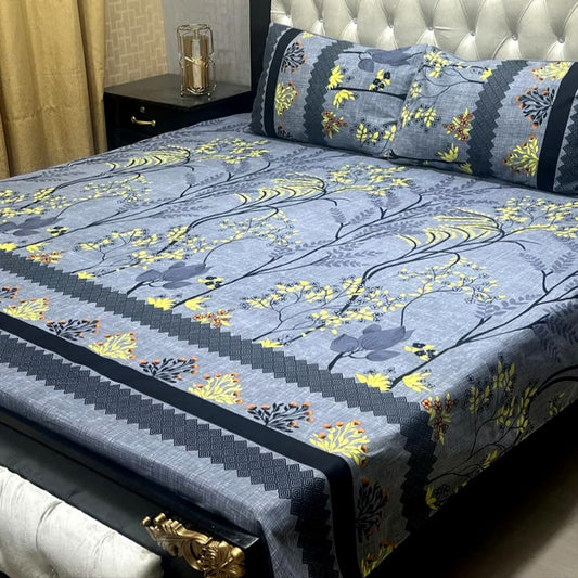 Luxury Cotton King Size Bedsheet – 3 Piece Set