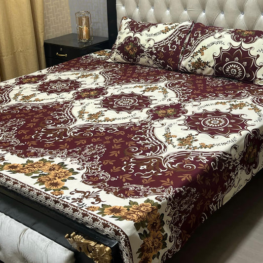 Luxury Cotton King Size Bedsheet – 3 Piece Set