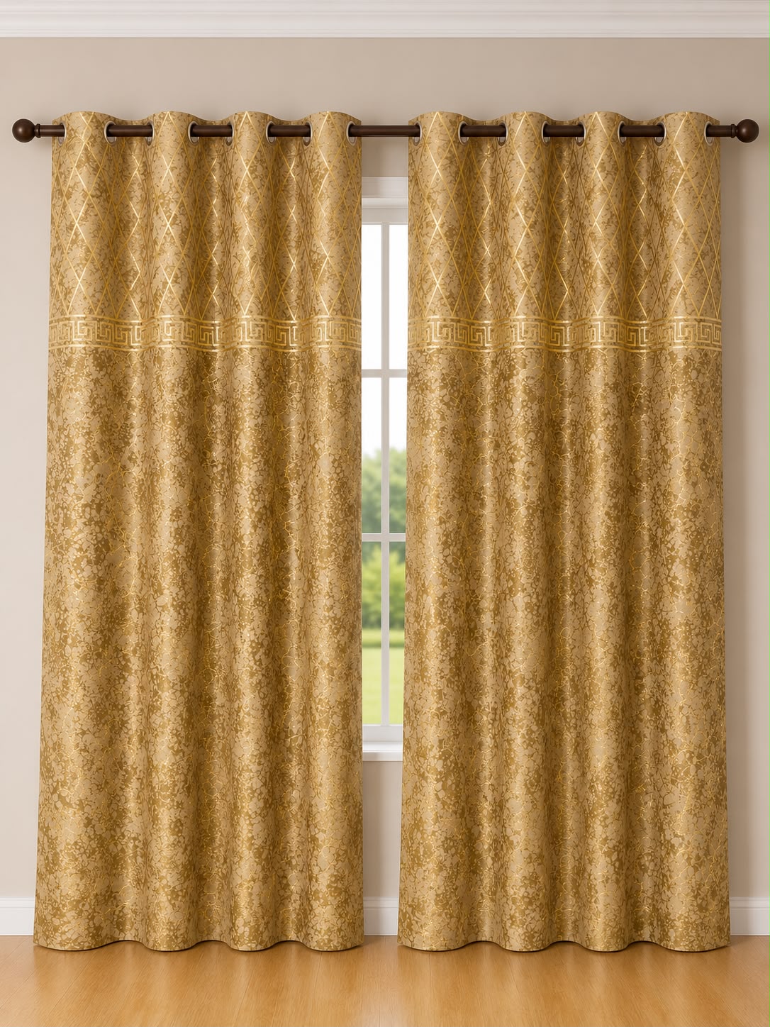 Luxury Velvet Printed Curtains Pair(2 Pice) –  | 4×9 Ft |Chenonehome.pk
