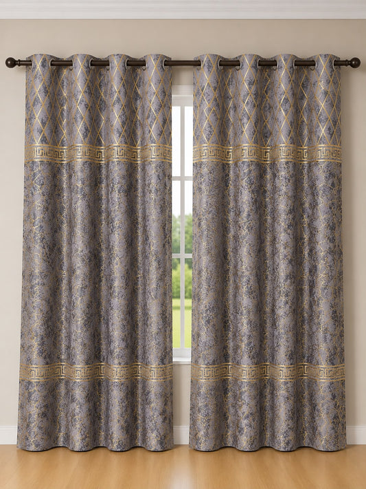 Luxury Velvet Printed Curtains Pair(2 Pice) –  | 4×9 Ft |Chenonehome.pk