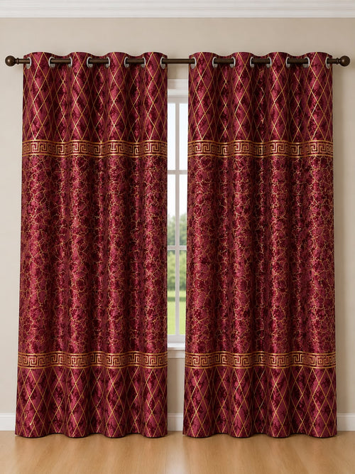 Luxury Velvet Printed Curtains Pair(2 Pice) –  | 4×9 Ft |Chenonehome.pk