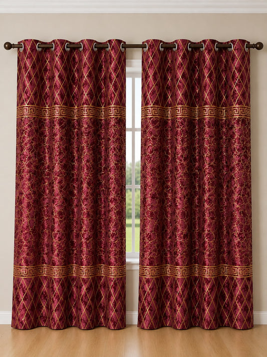 Luxury Velvet Printed Curtains Pair(2 Pice) –  | 4×9 Ft |Chenonehome.pk