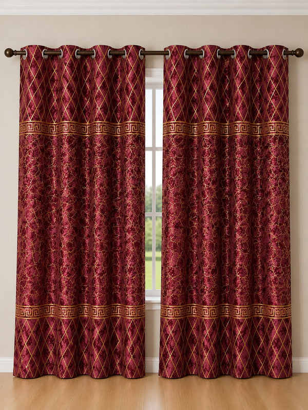 Luxury Velvet Printed Curtains Pair(2 Pice) –  | 4×9 Ft |Chenonehome.pk