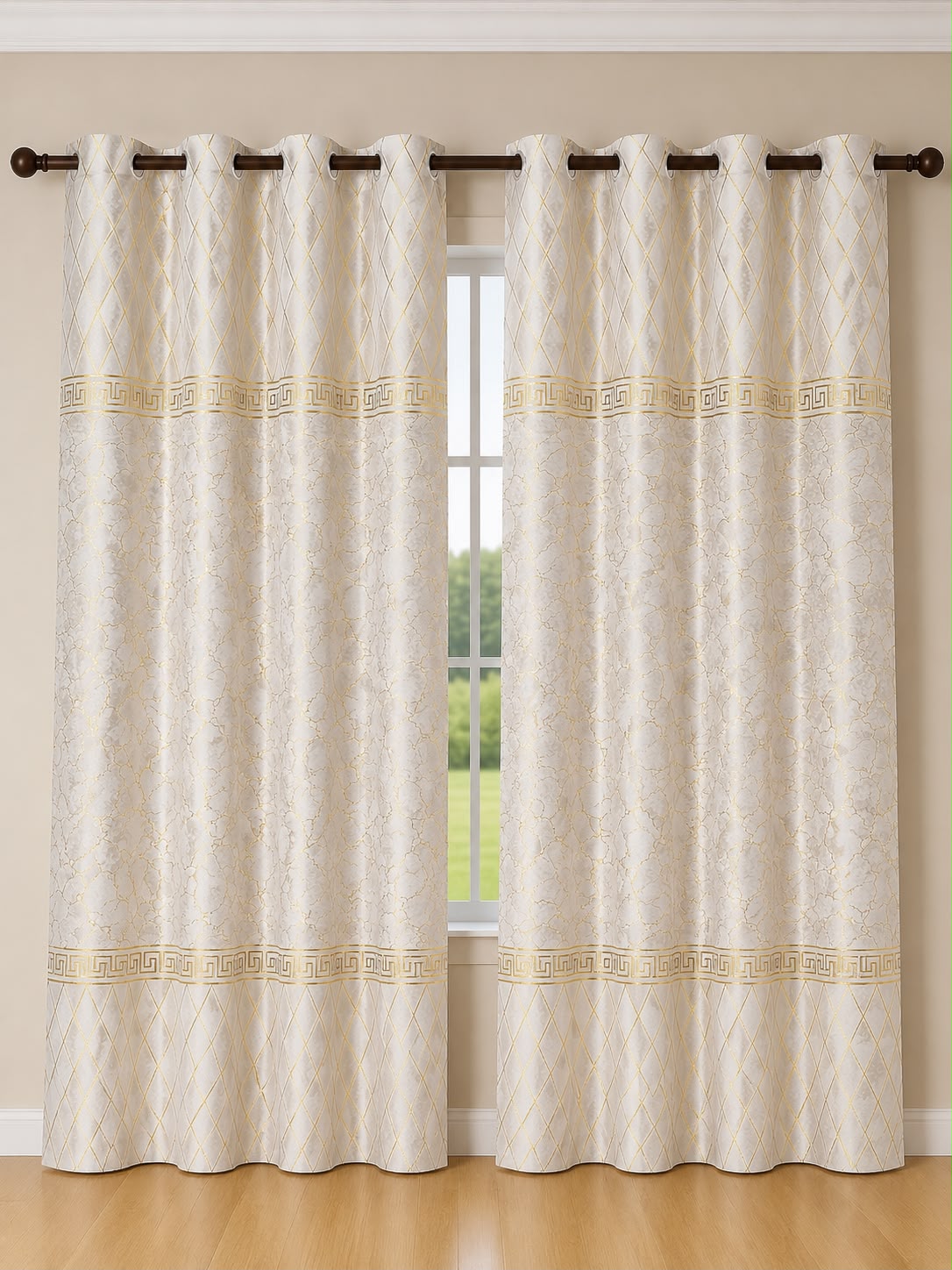 Luxury Velvet Printed Curtains Pair(2 Pice) –  | 4×9 Ft |Chenonehome.pk