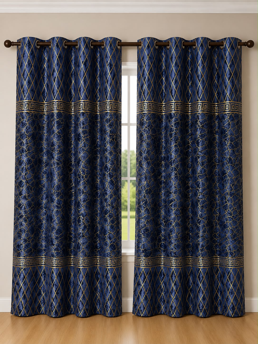 Luxury Velvet Printed Curtains Pair(2 Pice) –  | 4×9 Ft |Chenonehome.pk