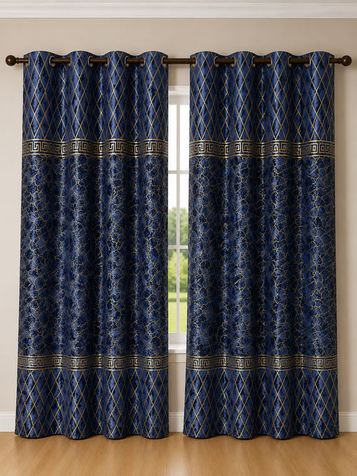 Luxury Velvet Printed Curtains Pair(2 Pice) –  | 4×9 Ft |Chenonehome.pk