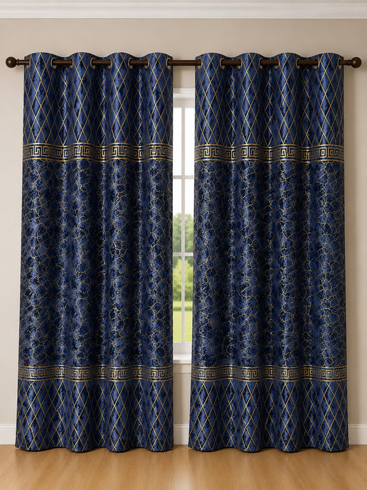 Luxury Velvet Printed Curtains Pair(2 Pice) –  | 4×9 Ft |Chenonehome.pk