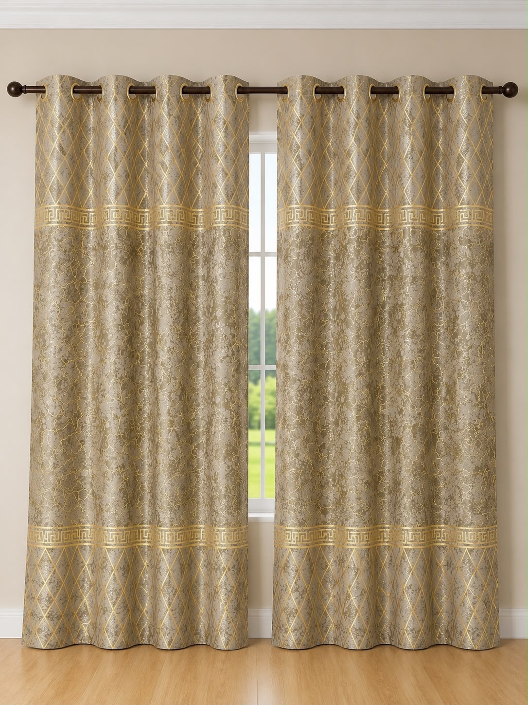Luxury Velvet Printed Curtains Pair(2 Pice) –  | 4×9 Ft |Chenonehome.pk