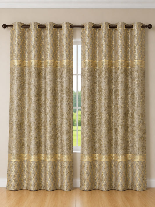 Luxury Velvet Printed Curtains Pair(2 Pice) –  | 4×9 Ft |Chenonehome.pk