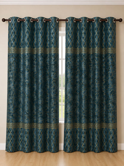 Luxury Velvet Printed Curtains Pair(2 Pice) –  | 4×9 Ft |Chenonehome.pk