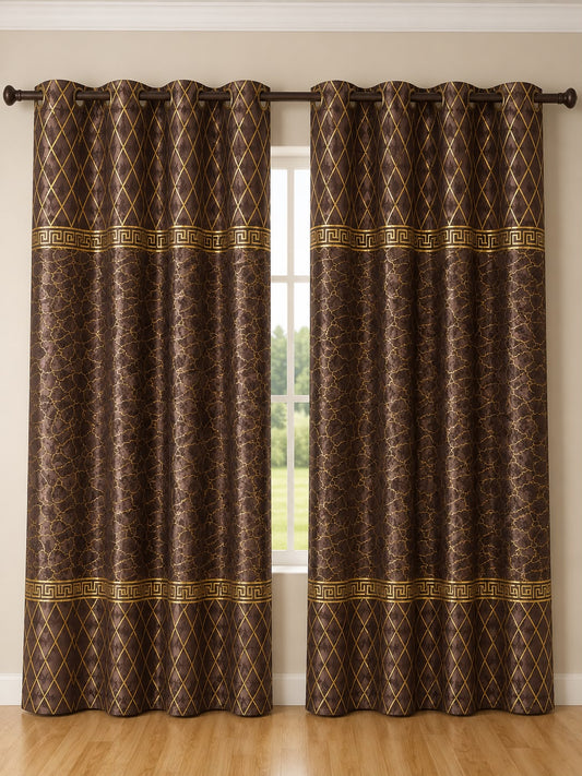Luxury Velvet Printed Curtains Pair(2 Pice) –  | 4×9 Ft |Chenonehome.pk