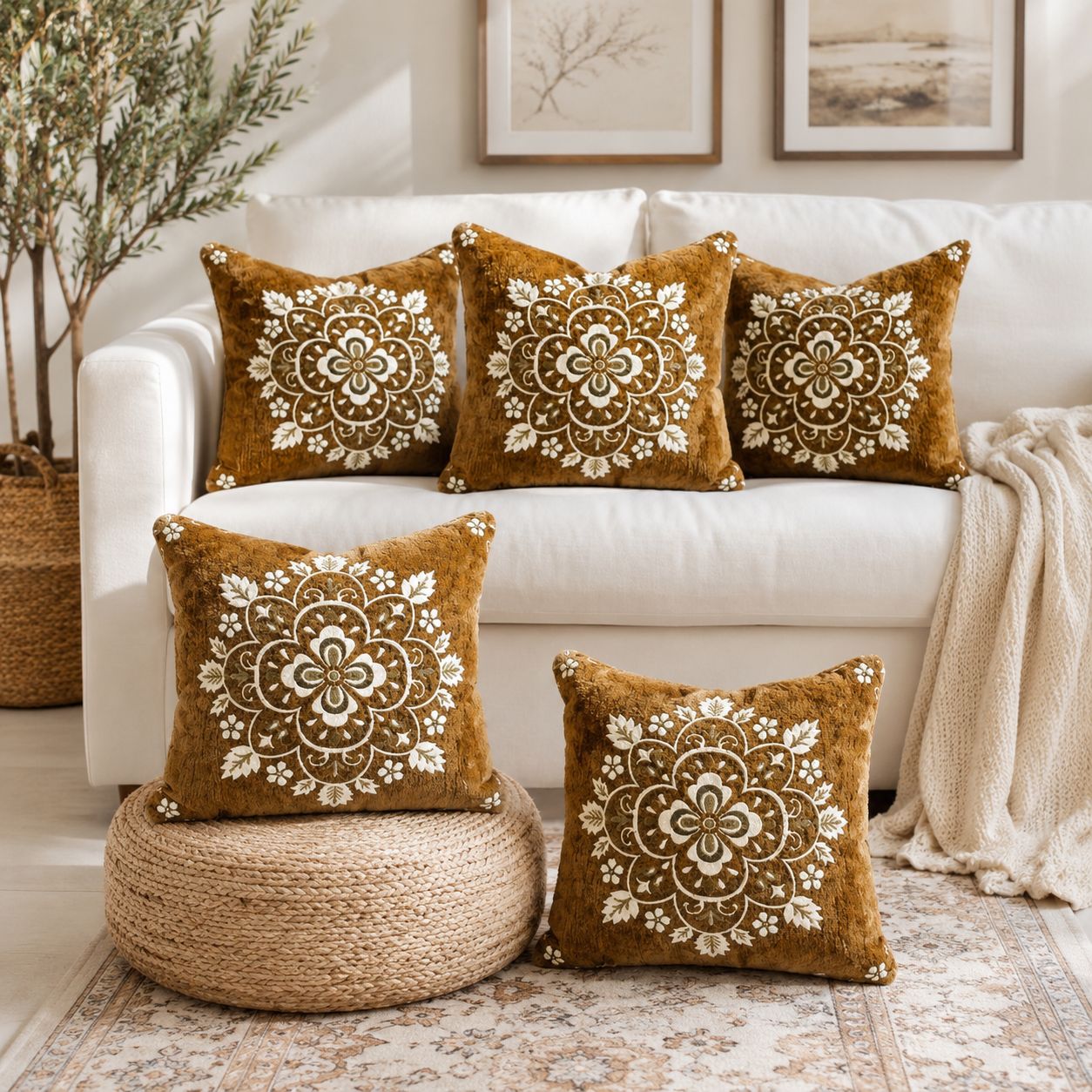 5 Piece Velvet Cushion Covers Set