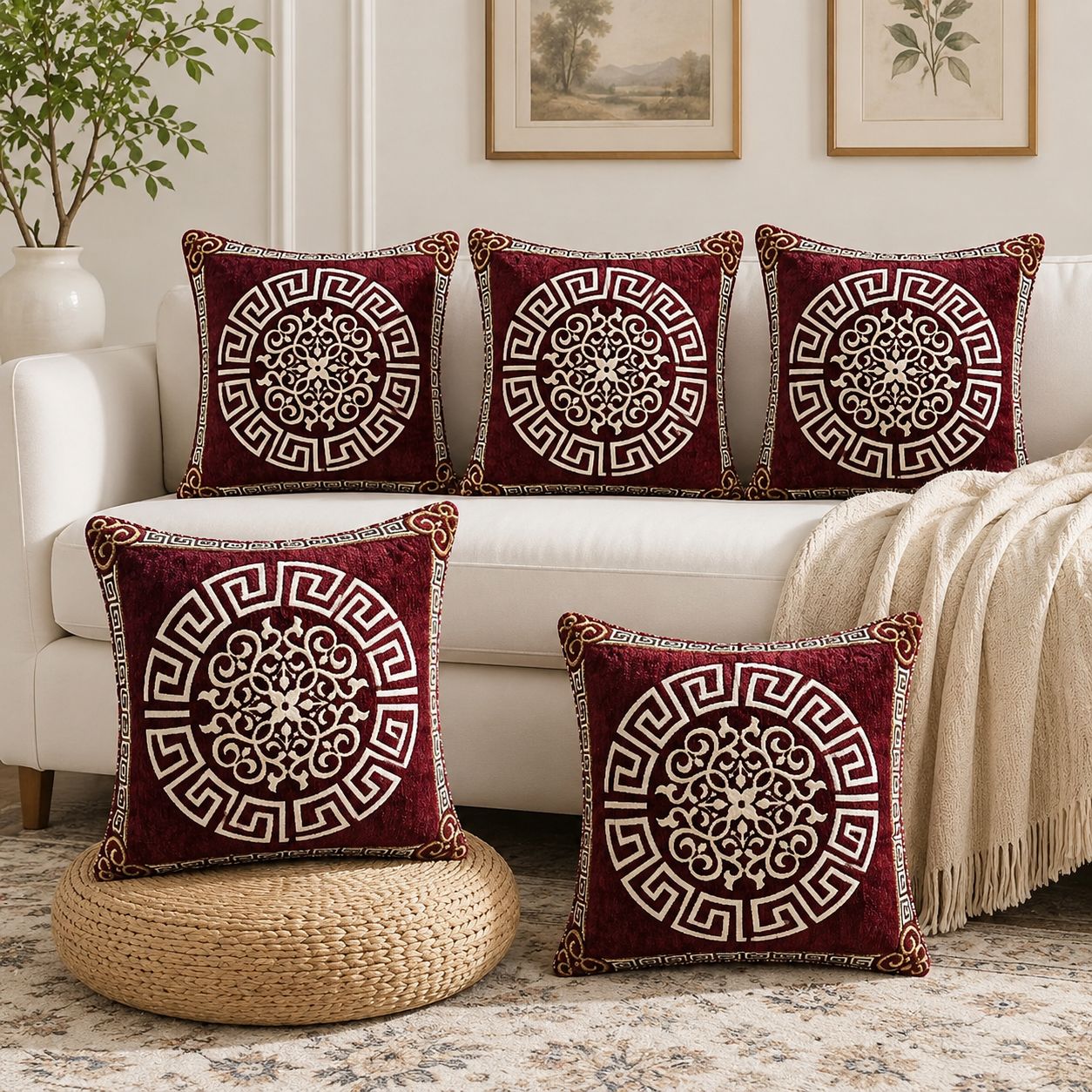 5 Piece Velvet Cushion Covers Set