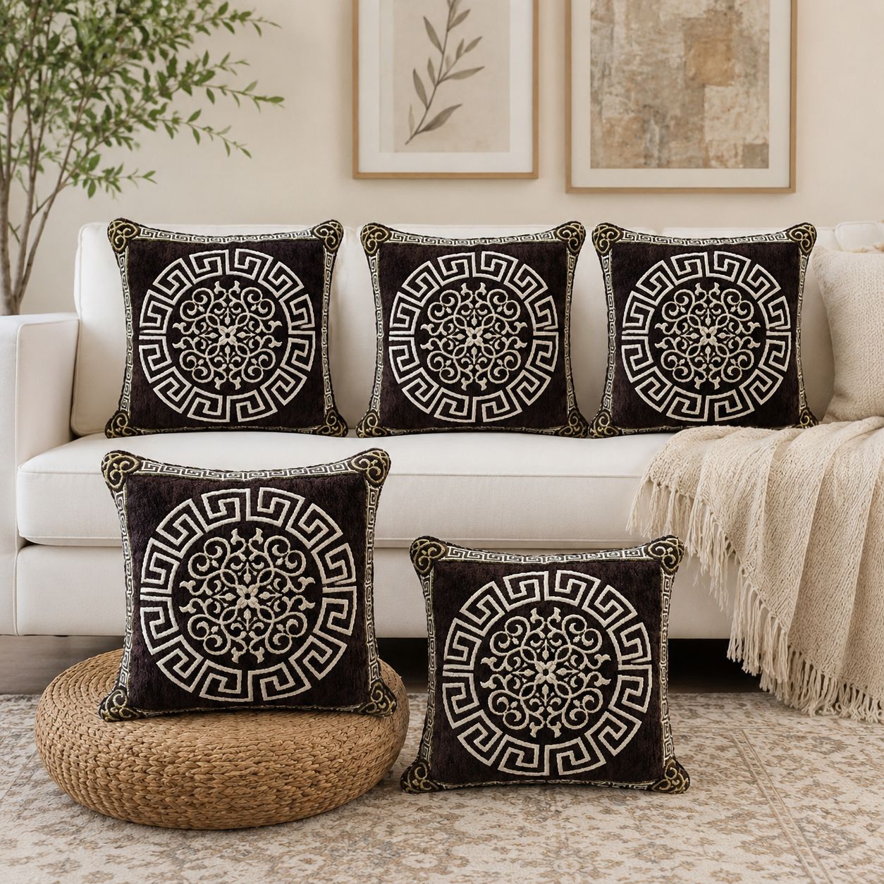 5 Piece Velvet Cushion Covers Set
