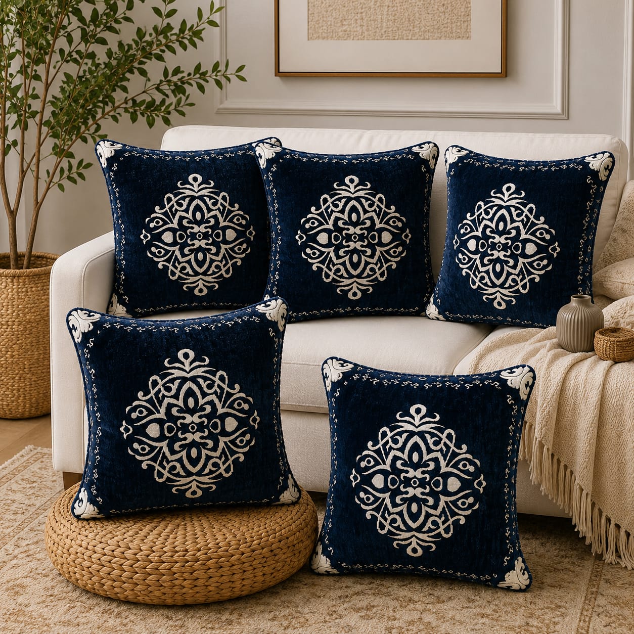 5 Piece Velvet Cushion Covers Set
