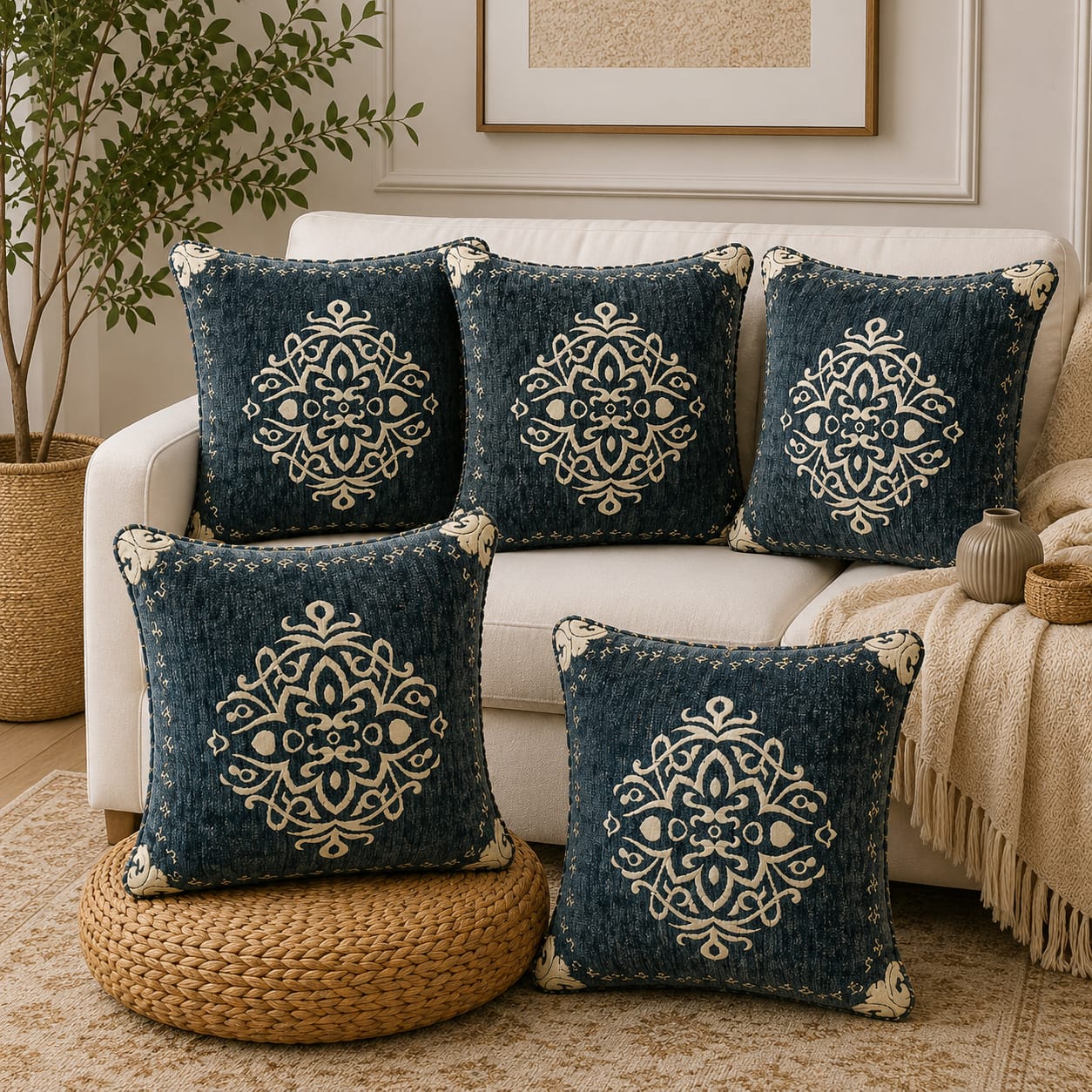 5 Piece Velvet Cushion Covers Set