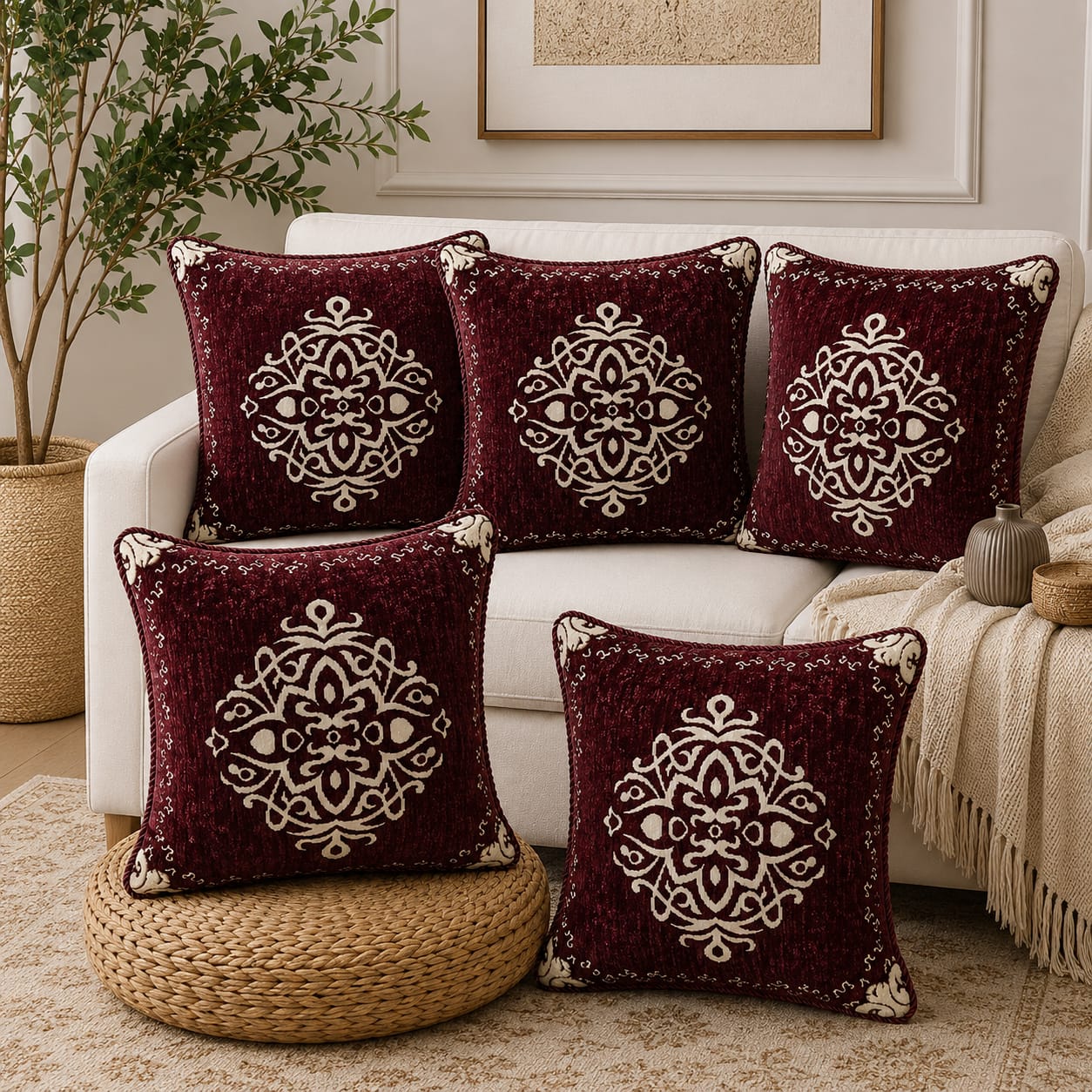 5 Piece Velvet Cushion Covers Set