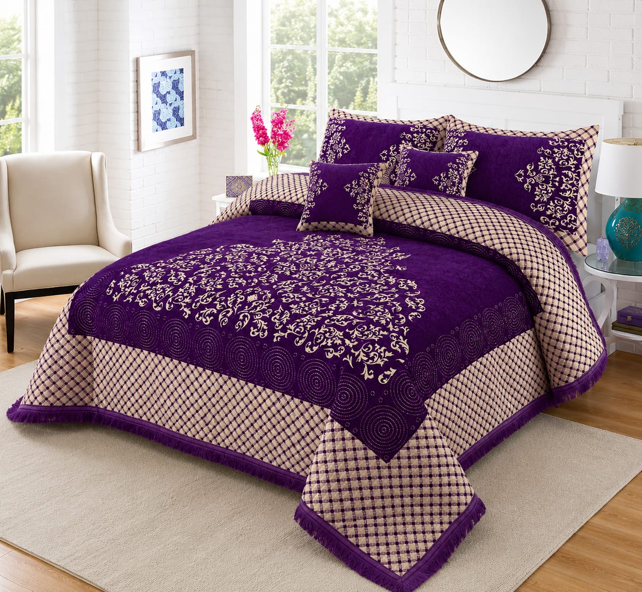 5 Piece Velvet Bedsheet